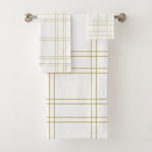 Gold & White Minimal Moderne Plaid Motif propre