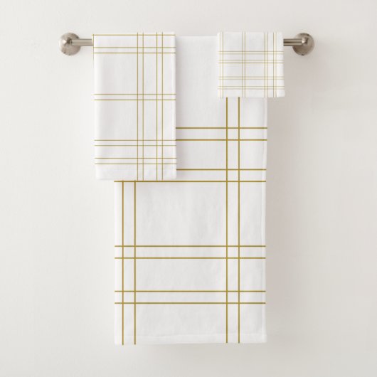Gold & White Minimal moderne Plaid Motif propre (En situation)