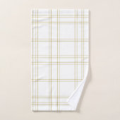 Gold & White Minimal moderne Plaid Motif propre (Serviette à main)