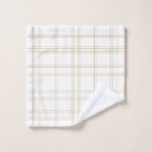 Gold & White Minimal moderne Plaid Motif propre (Gant de toilette)