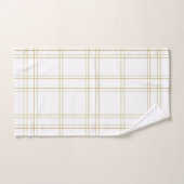 Gold & White Minimal moderne Plaid Motif propre (Serviette à main)