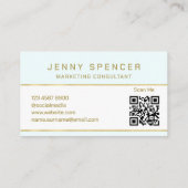 Gold White Minimalist QR Code Professional Visitekaartje (Achterkant)