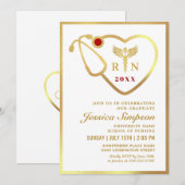 Gold White Modern Nursing School Graduparty Kaart (Voorkant / Achterkant)