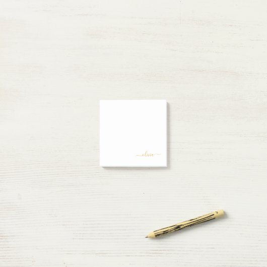 Gold White Modern Script Girly Monogram Name Post-it® Notes (Op bureau)