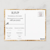 Gold White Monogram Floral Wedding RSVP Briefkaart (Achterkant)