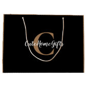 Gold White Monogram Name Luxury Groot Cadeauzakje (Achterkant)