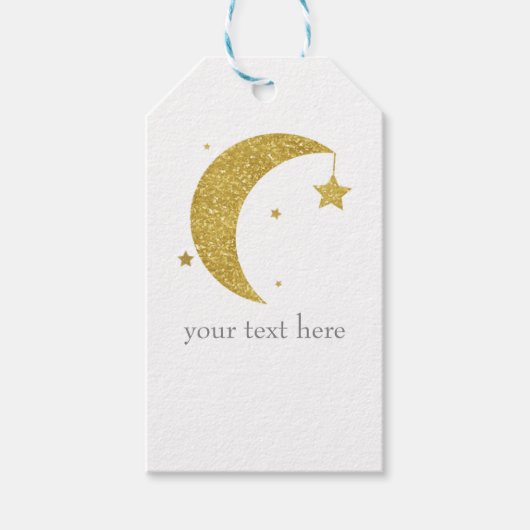 Gold & White Moon & Stars Baby shower Celestial Cadeaulabel (Voorkant)