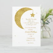 Gold & White Moon & Stars Baby Shower Invitations (Debout devant)