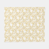 Gold White Morning Glory Flower Fleece Deken (Voorkant (Horizontaal))