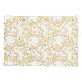 Gold White Morning Glory Flower Kussensloop (Achterkant-Links)