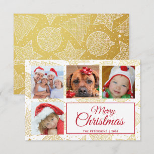 Gold & White Noël Cartes photos de famille
