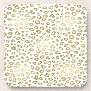 Gold White Ombre Leopard Print Bier Onderzetter