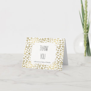 Gold White Ombre Leopard Print Thank you Bedankkaart