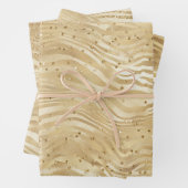 Gold White Ombre Zebra Confetti Sparkles         Inpakpapier Vel (In situ)