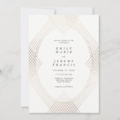 Gold White Oval Geometric Art Deco Gatsby Wedding Kaart (Voorkant)