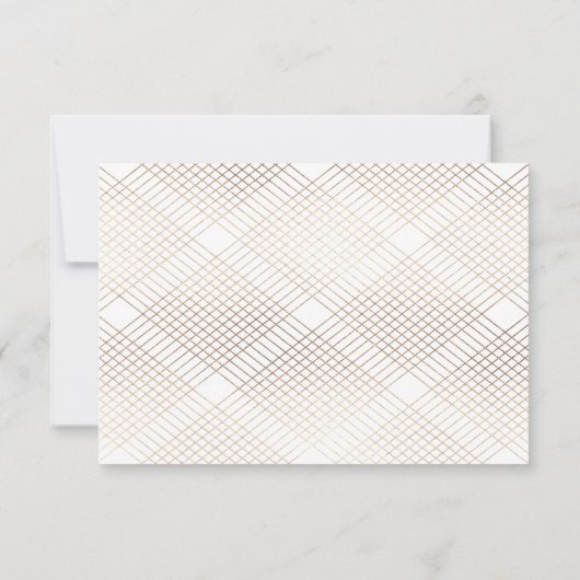 Gold White Oval Geometric Art Deco Gatsby Wedding RSVP Kaartje (Achterkant)