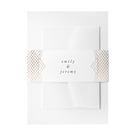 Gold White Oval Geometric Art Deco Gatsby Wedding Uitnodigingen Wikkel (Voorkant Voorbeeld)