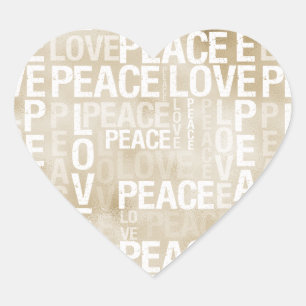 Gold White Peace LoveHeart Sticker