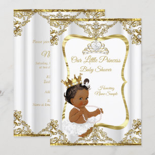 Gold White Pearl Princess Baby shower Ethnic Kaart