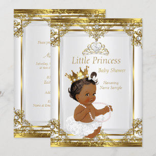 Gold White Pearl Princess Baby shower Ethnic Kaart