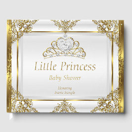 Gold White Pearl Princess Baby shower Gastenboek