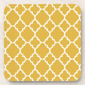 Gold White Quatrefoil Moroccan Pattern Onderzetter (Voorkant)