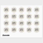 Gold & White Retro Snowflakes PRETTIGE FEESTDAGEN Ronde Sticker (Vel)