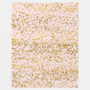 Gold White Roze Confetti Fleece Deken