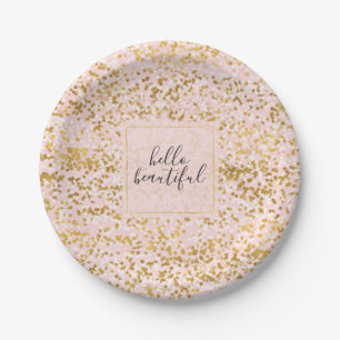 Gold White Roze Confetti Papieren Bordje