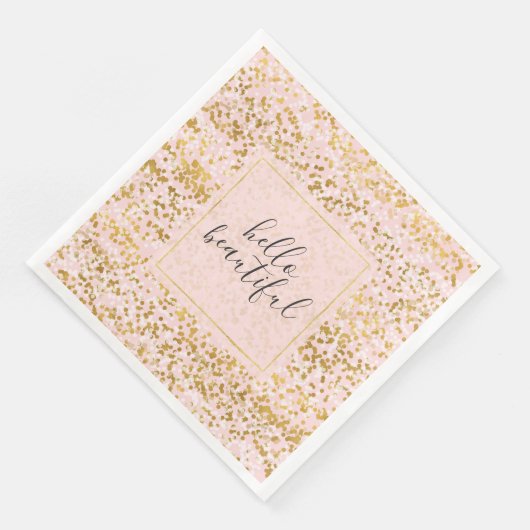 Gold White Roze Confetti Servetten (Hoek)