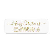 Gold White Script Christmas Return-adreslabel Etiket (Voorkant)
