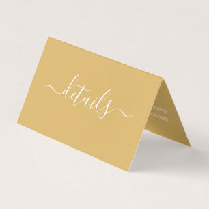 Gold & White Simple Script met Photo Detail Card Visitekaartjes