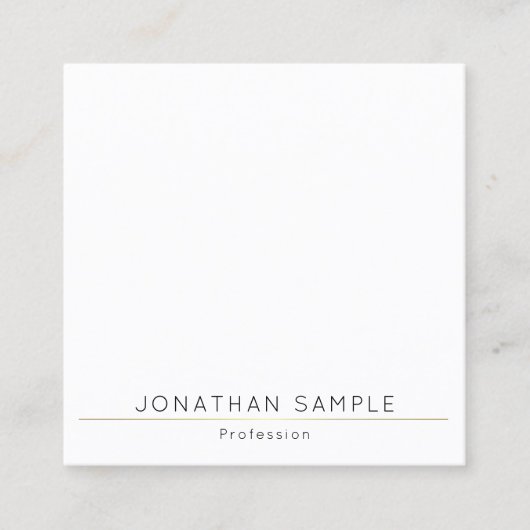 Gold White Sjabloon Moderne, elegante vormgeving Vierkante Visitekaartje (Voorkant)