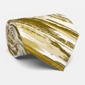 Gold White Streak Cravate Abstrait moderne (Roulé)