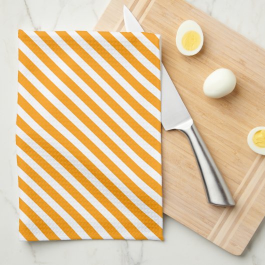 Gold & White Striped Pattern Theedoek (Quarter Fold)