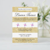 Gold & White Stripes - 3x5 Bachelorette-uitnodigin Kaart (Staand voorkant)