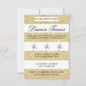 Gold & White Stripes - Invitation Bachelorette 3x5 (Devant)