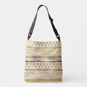 Gold & White tribal Pattern Crossbody Bag Crossbody Tas