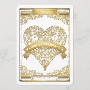 Gold White Vegas Jouer Carte avec Invitation