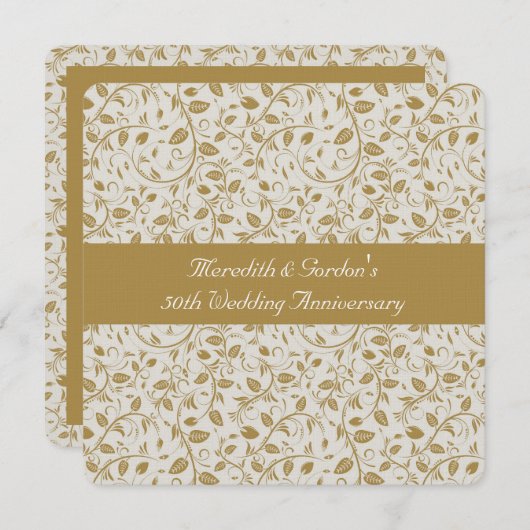 Gold White Vines Romantisch 50ste bruiloft Jubileu Kaart (Voorkant / Achterkant)