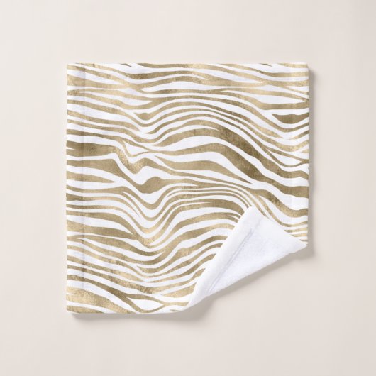 Gold White Zebra afdrukken        Bad Handdoek (Wasdoekje)