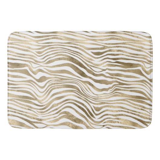 Gold White Zebra afdrukken Badmat (Voorkant)