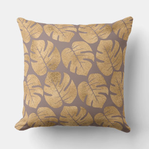 Gold Wide Leaf Decorative Pillow Kussen