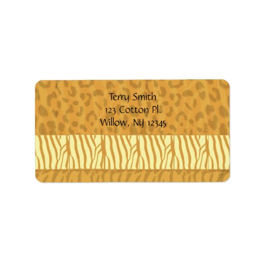 Gold Wild Animal Fur Pattern Etiket (Voorkant)
