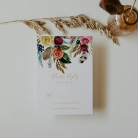 Gold Wild Feather Boho Tropical Floral RSVP