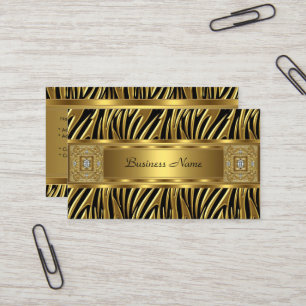 Gold Wild Zebra Black Jewel Look Afbeelding Visitekaartje