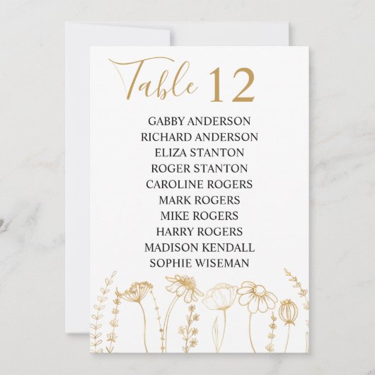 Gold Wilde Bloemschets (Voorkant)