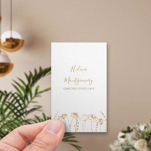 Gold Wildflower Sketch Feminine Professional Visitekaartje