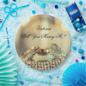 Gold Will you Marge Me proposal Name Script Papieren Bordje (Feest)