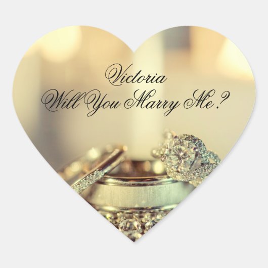 Gold Will you Marry Me Name proposal script Hart Sticker (Voorkant)